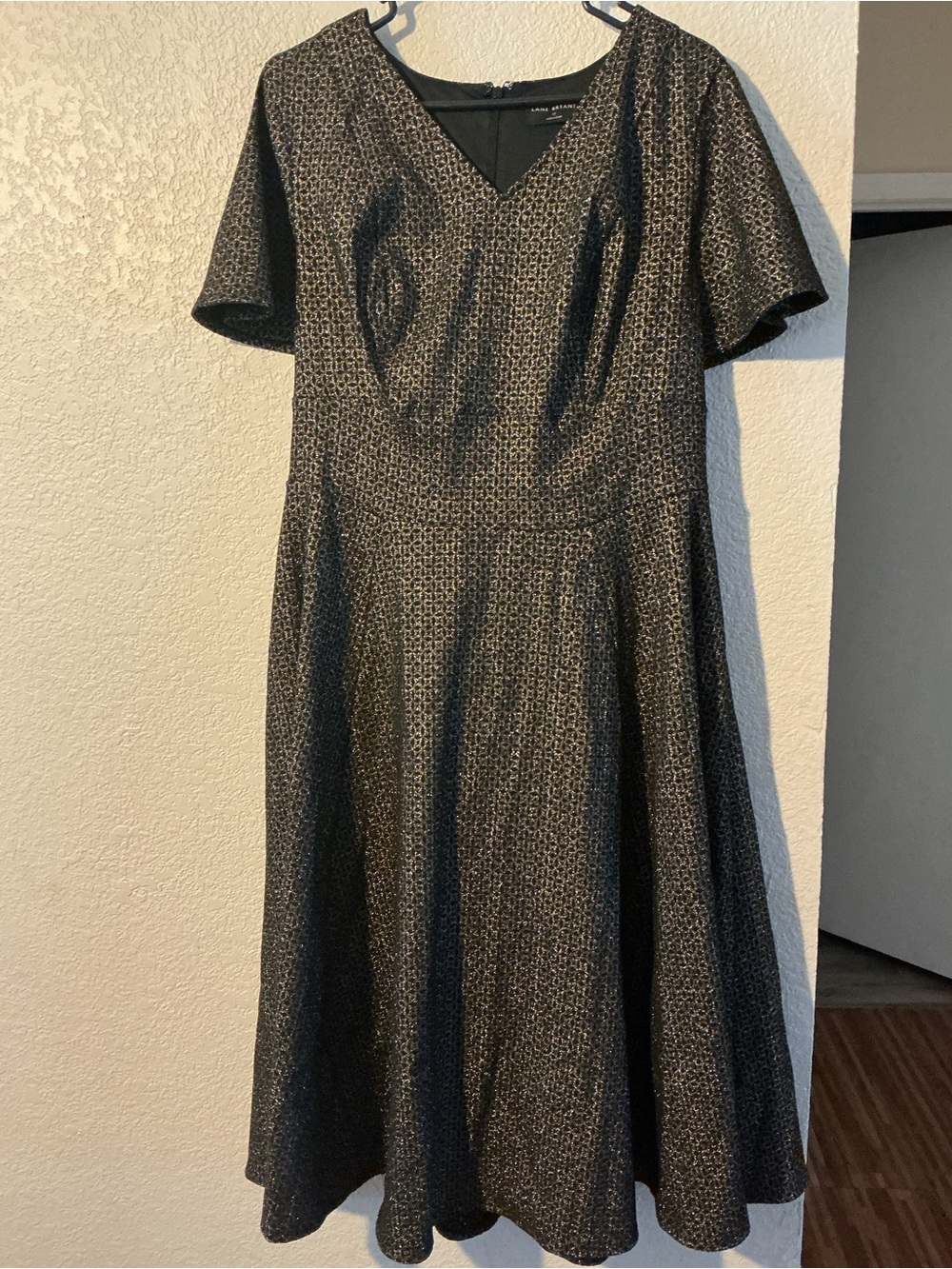 Lane Bryant Metallic Black & Gold Fit & Flare Dress